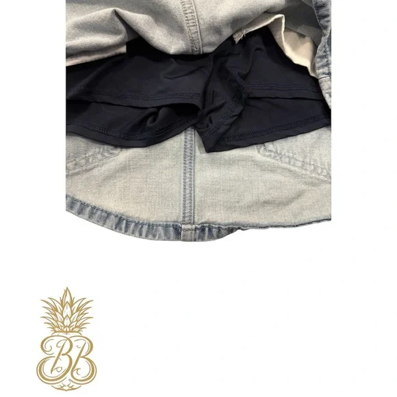 Y2K Hollister Low Rise Blue Denim Mini Skirt With Shorts Underneath 6/28 - Picture 4 of 8